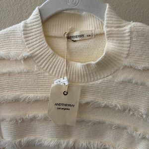 ANDTHEWHY Cream Fringe Sweater